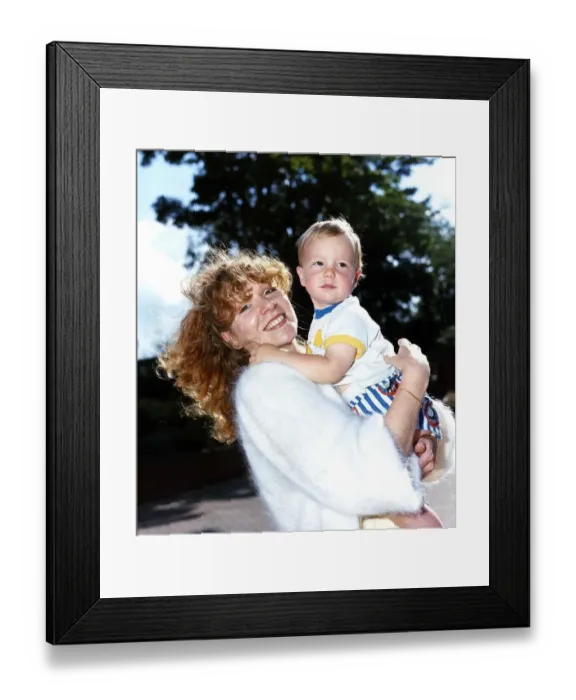 Framed Print : Gilly Coman actress with son Sam - November 1988