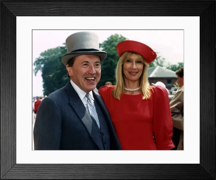 Framed Print : David Frost TV Presenter with his wife at ascot 1988 Framed Print : David Frost TV Presenter with his wife at ascot 1988