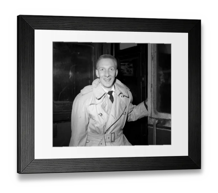 Framed Print : Phil Seaman jazz drummer Feb 1957, on his arrival at Waterloo from Southampton he was Framed Print : Phil Seaman jazz drummer Feb 1957, on his arrival at Waterloo from Southampton he was