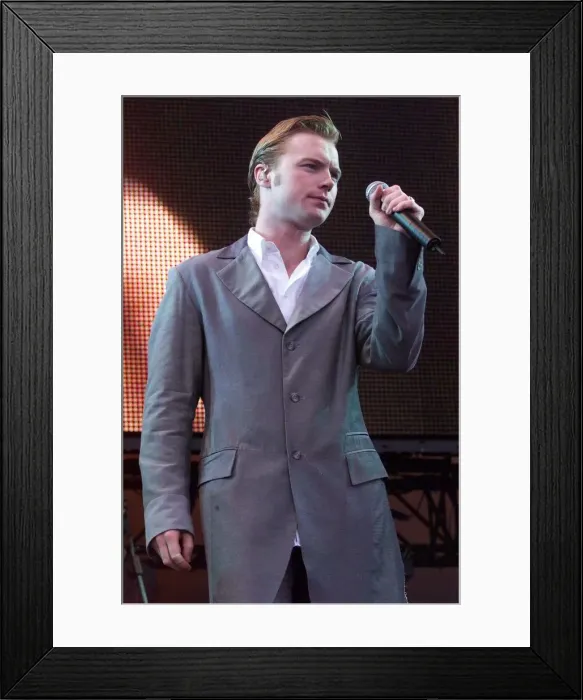 Framed Print : Party in the Park 1999 - Boyzone July 1999 on stage in front of an audience of 100