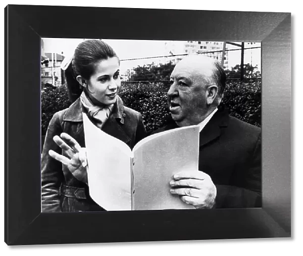 Alfred Hitchcock director with actress Claude Jade 1969