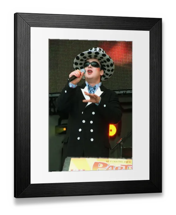 Framed Print : Party in the Park -Boy George of Culture Club July 1999 performing to an audience