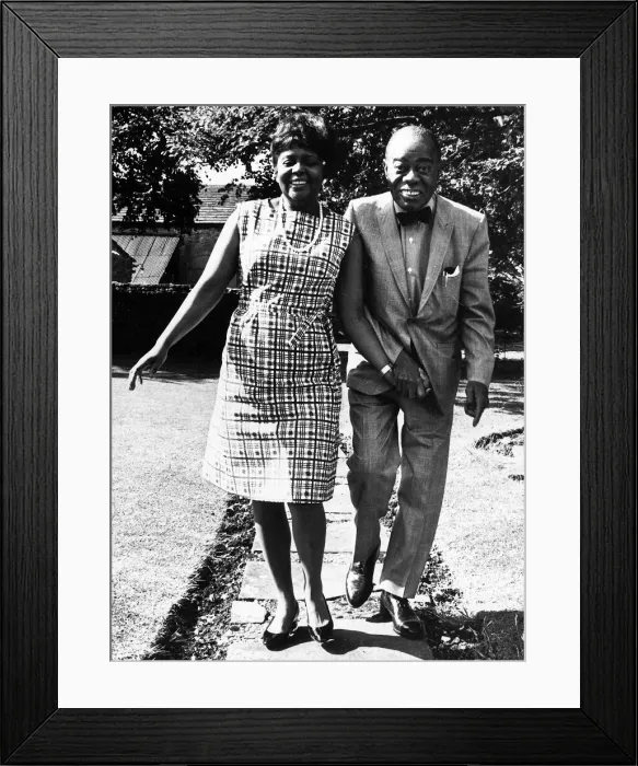 Framed Print : Louis Armstrong jazz trumpeter with his wife Lucille
