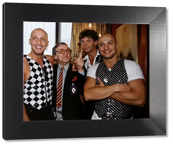 Right Said Fred pop group with members Fred and Richard Fairbrass with Alan Freeman a