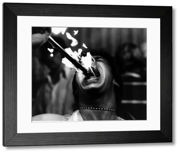 Framed Print : Disc Jockey Darryl Hayden beat the world fire-eating record of 1
