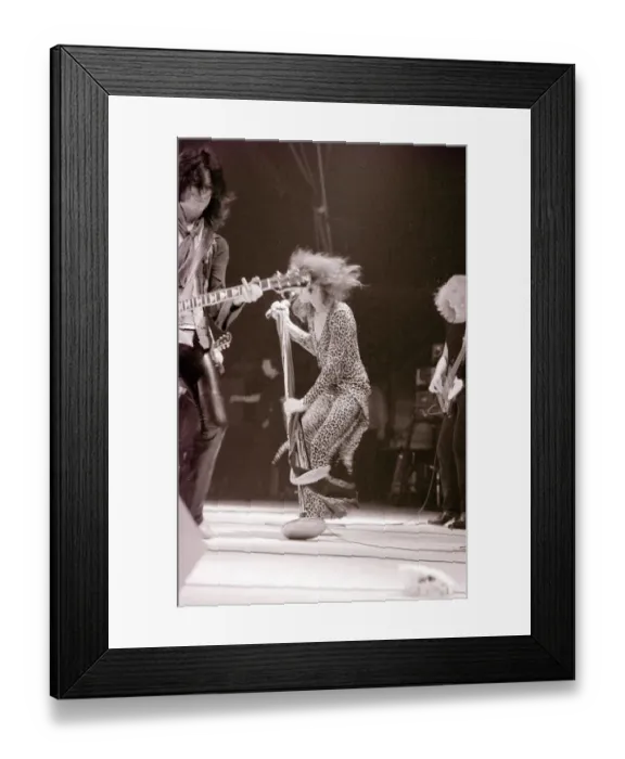 Framed Print : Aerosmith in Concert at Pontiac Stadium, Detroit, USA - May 1976 Steve Tyler lead