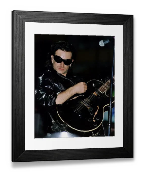 Framed Print : Bono of the pop group U2 performing on stage at Celtic Park in Glasgow during their ZOO Framed Print : Bono of the pop group U2 performing on stage at Celtic Park in Glasgow during their ZOO