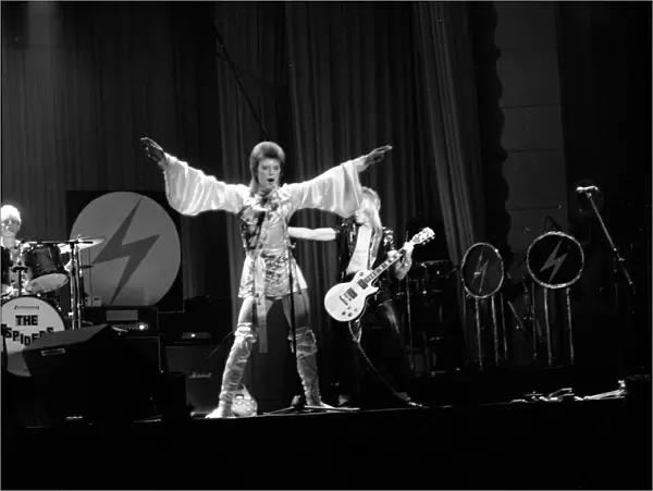 David Bowie performing on stage at the Dome theatre Brighton. Ziggy Stardust