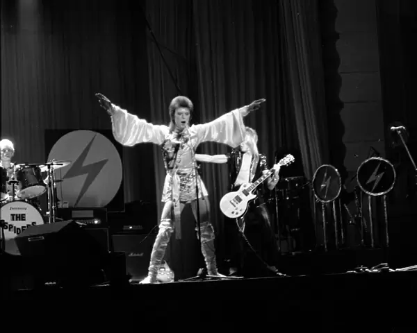 David Bowie performing on stage at the Dome theatre Brighton. Ziggy Stardust