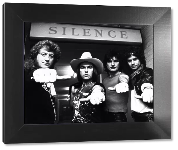 Slade pop group 1981 standing in front of a Silence