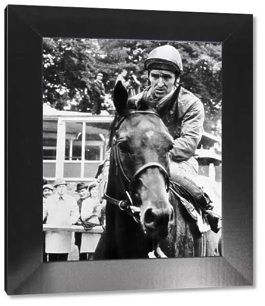 Brigadier Gerard and Joe Mercer after winning the 1972 Eclipse Stakes at Sandown 8th July