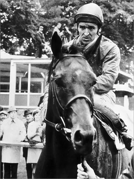 Brigadier Gerard and Joe Mercer after winning the 1972 Eclipse Stakes at Sandown 8th July