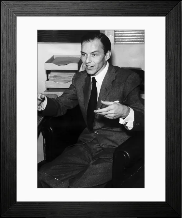 Framed Print : Frank Sinatra singer in his chair talking December 1951 Framed Print : Frank Sinatra singer in his chair talking December 1951