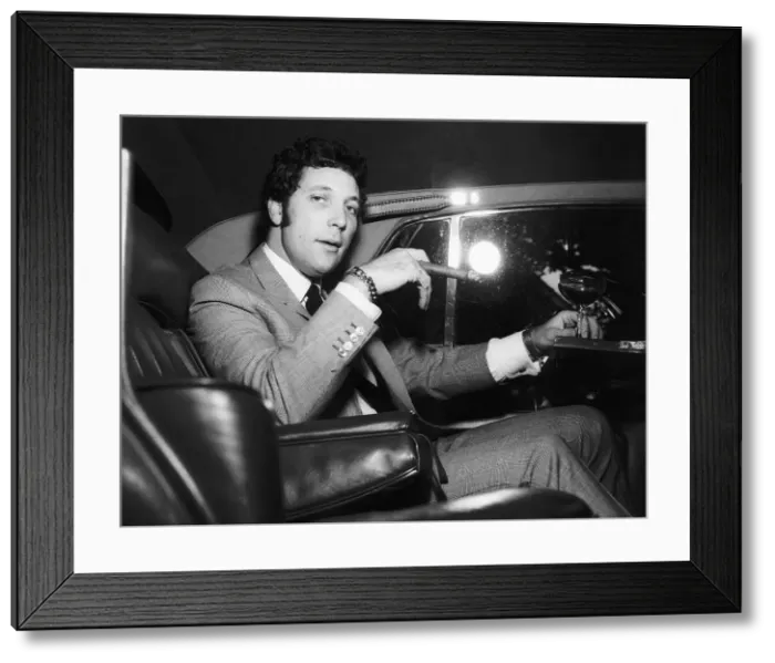 Framed Print : Tom Jones Singer on his way to Luton in a car circa 1972 Framed Print : Tom Jones Singer on his way to Luton in a car circa 1972