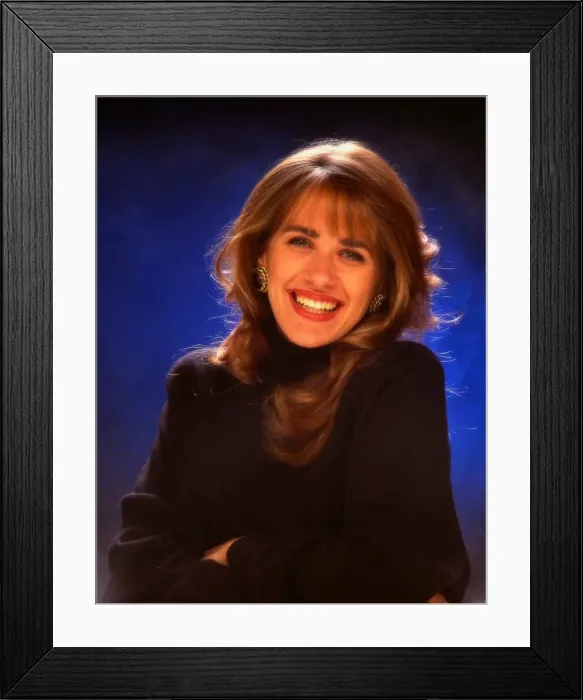Framed Print : Carol Smillie model TV presenter wearing black jumper Framed Print : Carol Smillie model TV presenter wearing black jumper