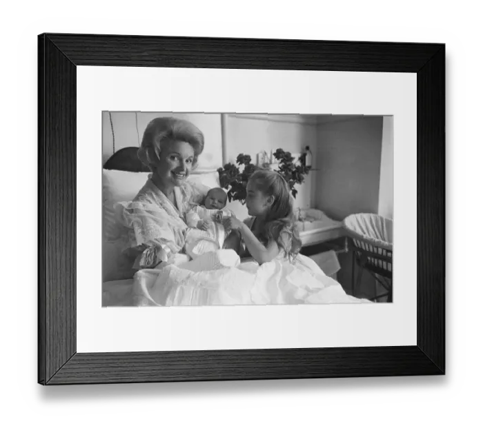 Framed Print : Moira Lister actress with her baby June 1962 Y2K