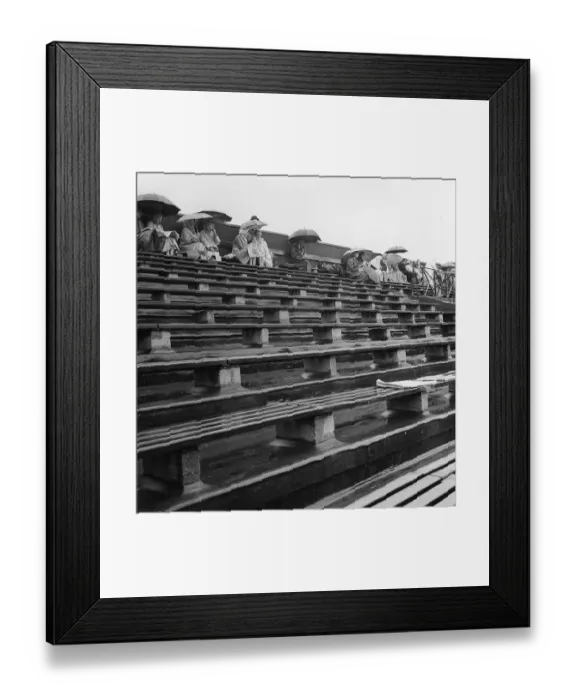 Framed Print : Wimbledon Tennis Championships July 1963 Rows of empty seats as rain Stops Play