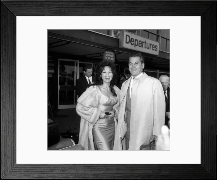 Framed Print : Laya Raki actress and her husband Ron Randell May 1965 at London Airport