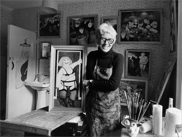 Beryl Cook artist in her home studio 1979