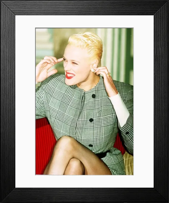 Framed Print : Brigitte Nielson actress at a press conference in London in February 1989 Framed Print : Brigitte Nielson actress at a press conference in London in February 1989