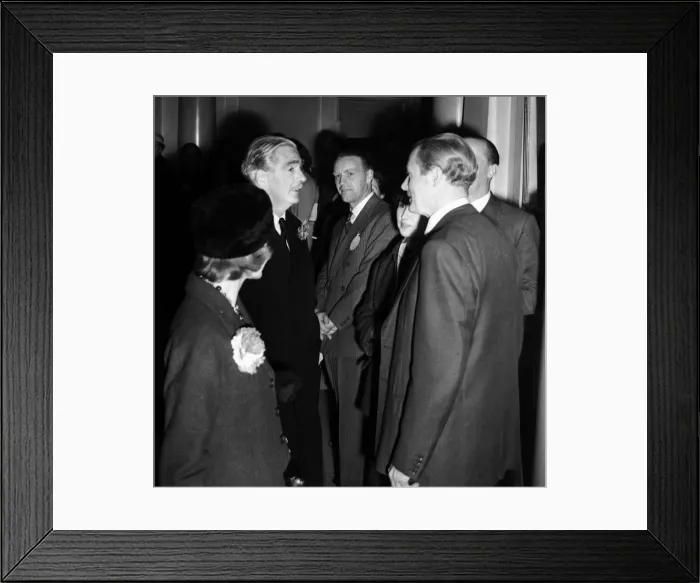 Framed Print : Suez Crisis 1956 Anthony Eden, with his wife, chats to Duncan Sandys at the Grand Framed Print : Suez Crisis 1956 Anthony Eden, with his wife, chats to Duncan Sandys at the Grand