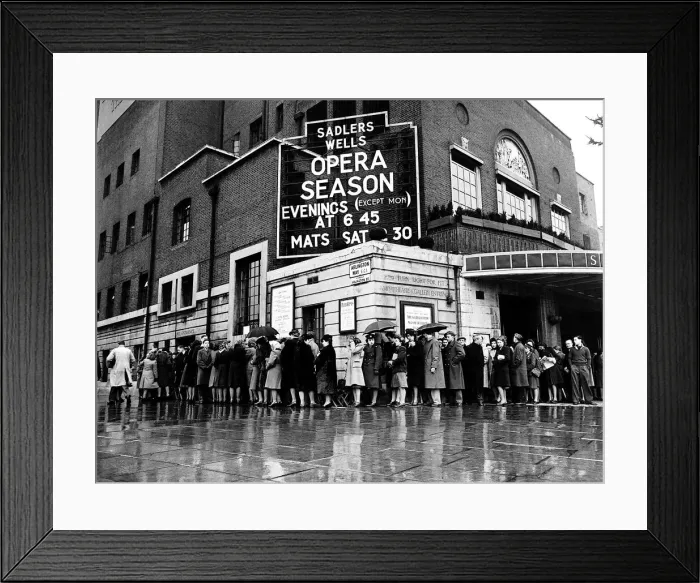 Framed Print : A nation still queuing after the war but this time not for food but for the Opera Season Framed Print : A nation still queuing after the war but this time not for food but for the Opera Season