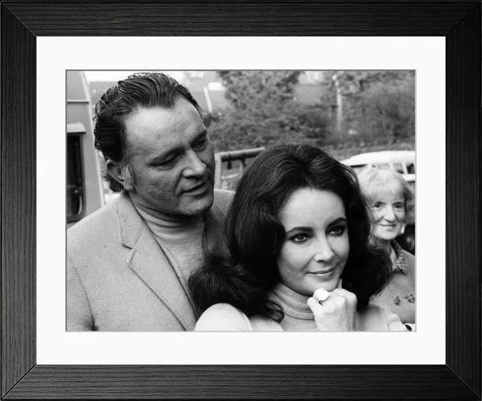 Framed Print : Elizabeth Taylor actress May 1968 with Richard Burton Diamond ring
