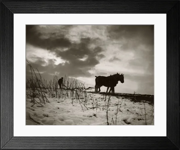 Framed Print : A Farmer ploughing his frozen fields in Norwich, East Anglia, England Framed Print : A Farmer ploughing his frozen fields in Norwich, East Anglia, England
