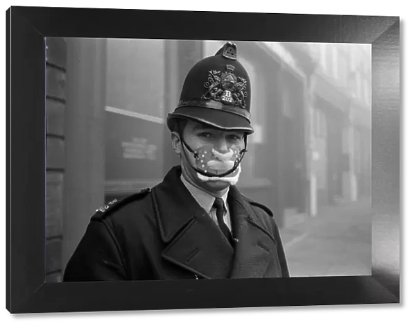 Policeman in smog mask December 1962 PC John Finn from Snow Hill Police Station in