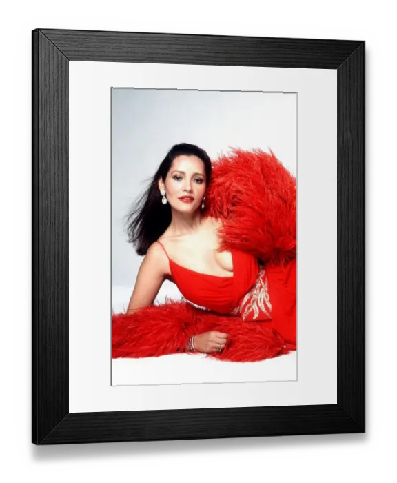 Framed Print : Barbara Carrera Actress Laying on one side Dbase MSI