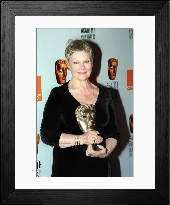 Framed Print : Judi Dench April 1998 pictured holding BAFTA Award