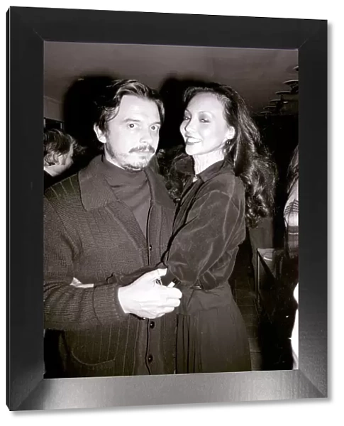 David Bailey Photographer with his wife, Marie Helvin, Model celebrating their marriage