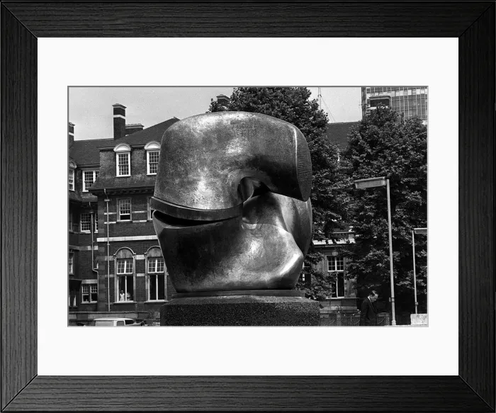 Framed Print : Art Sculpture Locking Piece'by Henry Moore - July 1968
