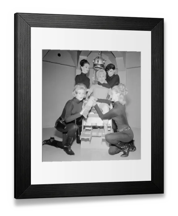 Framed Print : Carry On Spying Film 1964 Filming at Pinewood Studios Barbara Windsor manacled to Framed Print : Carry On Spying Film 1964 Filming at Pinewood Studios Barbara Windsor manacled to