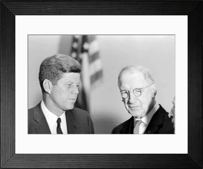Framed Print : John F. Kennedy is greeted by Republic of Ireland PM Eamon De Valera June 1963