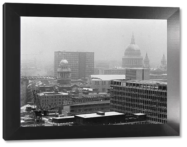 Snow on the roof tops of the City of London December 1981