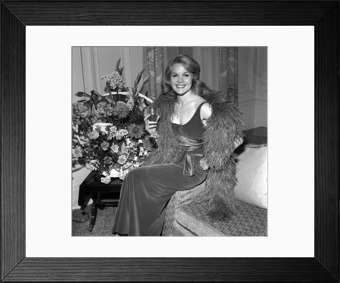 Framed Print : Carroll Baker US actress Jan 1963 sitting at the Connaught Hotel