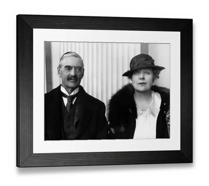 Framed Print : Neville Chamberlain Prime Minster with his Wife circa 1938 Framed Print : Neville Chamberlain Prime Minster with his Wife circa 1938