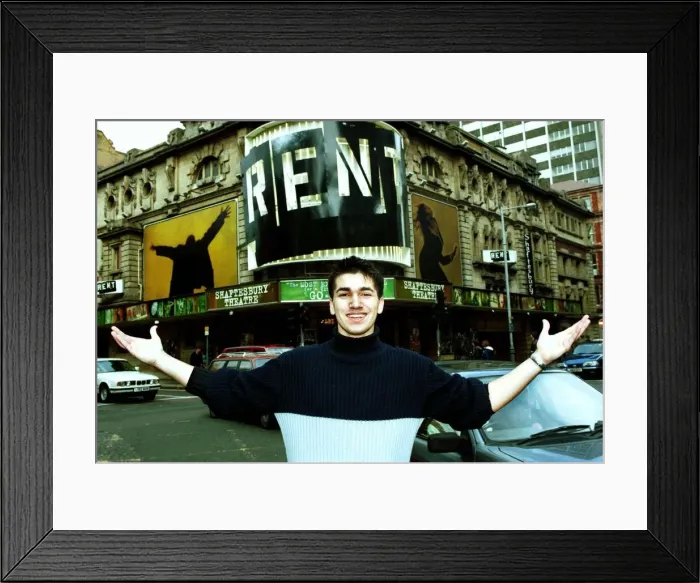 Framed Print : Wayne Moore April 1999 actor in the musical Rent, standing outside the Shaftsberry Framed Print : Wayne Moore April 1999 actor in the musical Rent, standing outside the Shaftsberry