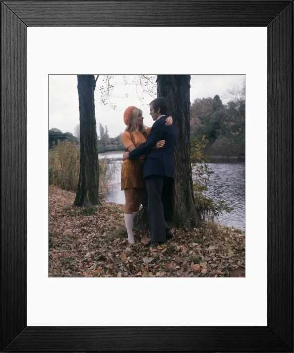 Framed Print : Couple together amoung the lake and woods Framed Print : Couple together amoung the lake and woods