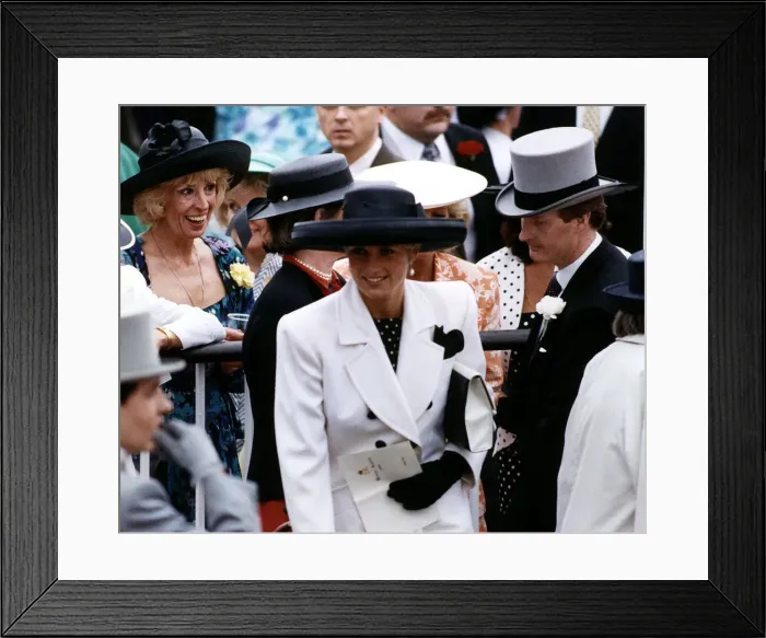 Framed Print : Princess Diana at Royal Ascot wearing a double breasted suit by Catherine Walker