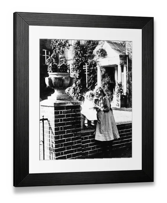 Framed Print : Queen Mother as a child with her sister who became Lady Elphinstone at St Paul
