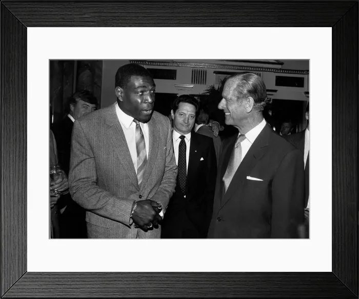 Framed Print : Duke Of Edinburgh meets Frank Bruno at the Variety Club Framed Print : Duke Of Edinburgh meets Frank Bruno at the Variety Club