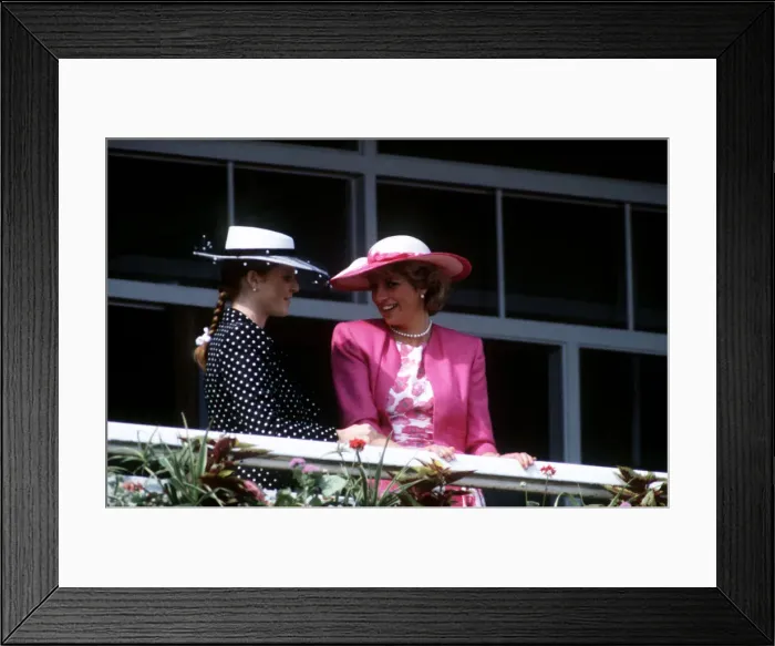Framed Print : Princess Diana with the Duchess of York at the Derby at Epsom. 3rd June 1987 Framed Print : Princess Diana with the Duchess of York at the Derby at Epsom. 3rd June 1987