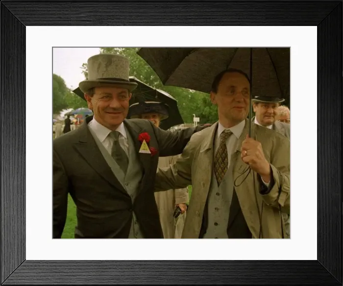 Framed Print : Guy Henrot trainer (L) with owner Jean Francois Gribomont celebrate after Don Framed Print : Guy Henrot trainer (L) with owner Jean Francois Gribomont celebrate after Don