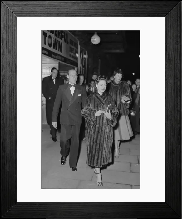 Framed Print : Princess Margaret leaves a West End theatre in London Mar1955 with her escort Billy Framed Print : Princess Margaret leaves a West End theatre in London Mar1955 with her escort Billy