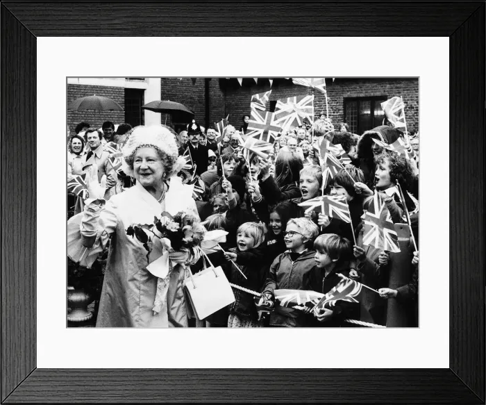 Framed Print : Queen Mother at Sandwich in Kent where she ended her tour of the Cinque Ports with a Framed Print : Queen Mother at Sandwich in Kent where she ended her tour of the Cinque Ports with a