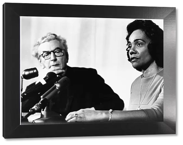 Mrs Martin Luther King with Canon Collins of St Pauls pictured at the Press Conference in