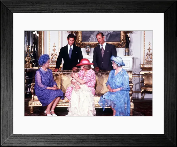 Framed Print : Princess Diana, holds her son Prince William in her arms in the White Drawing Room of Framed Print : Princess Diana, holds her son Prince William in her arms in the White Drawing Room of
