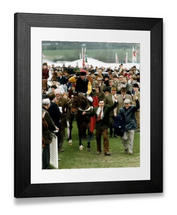 Framed Print : Jamie Osborne Jockey March 1992 On Remittance Man after winning the champion chase Framed Print : Jamie Osborne Jockey March 1992 On Remittance Man after winning the champion chase